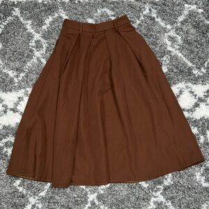 Long HighWaisted Brown Skirt